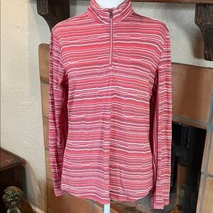 Nivo Luann Long Sleeve Sunkist Coral Print Mock, size M